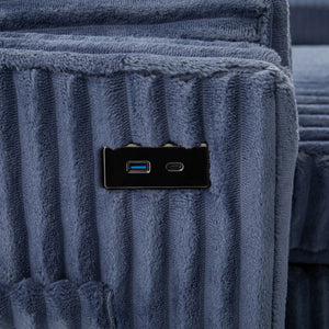 Convertible U-Shaped Sectional Sofa Bed With USB Ports And Storage