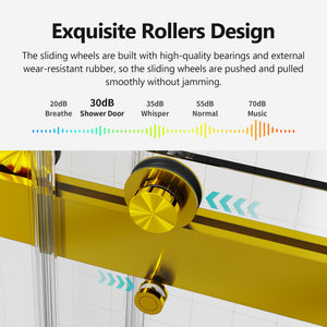 56-60 Inch Width by 76 Inch Height Frameless Double Sliding Soft-Close Shower Door