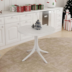 Modern Round Table, Waterproof, UV Resistant And Durable - White