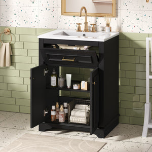Bathroom Vanity With Integrated Sink, 2 Door Cabinet With Tip Out Drawer