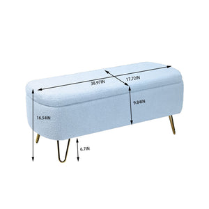 Storage Ottoman Bench For End Of Bed Legs, Modern Camel Faux Fur Entryway Bench Upholstered Padded With Storage For Living Room Bedroom