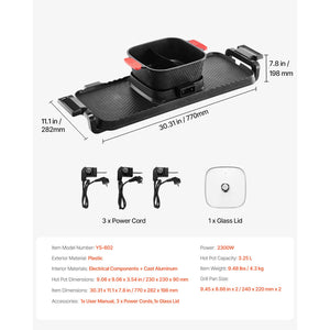 Hot Pot with Grill 2300W 2-in-1 Electric Smokeless BBQ Pan with Removable Pot