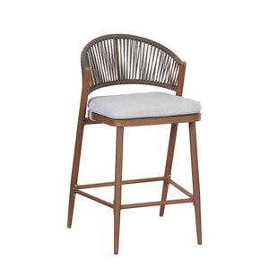 Outdoor 26" Counter Height Metal Frame Counter Stools With Scallop Shaped Backrest & Water Resistant Cushions