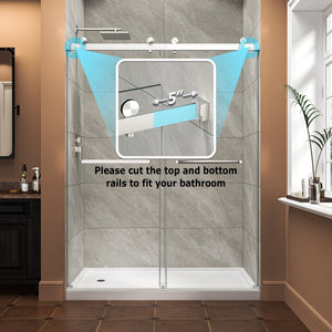 55"-60" W x 76" H Brushed Nickel Reversible Frameless Sliding Shower Door