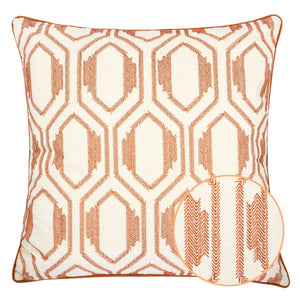 Geometric Embroidered Throw Pillow - Rust
