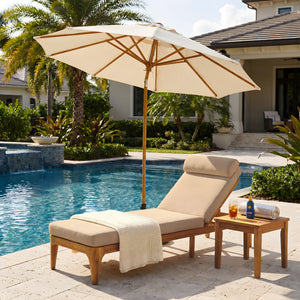 TOPMAX Acacia Wood Chaise Lounge Set of 2
