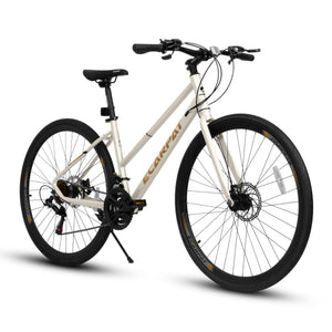 A28250 Road Bike with Aluminum Alloy Wheels and 21-Speed Gear System - Beige or Light Blue