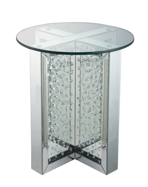 Nysa Mirrored & Faux Crystals End Table (Assembled)