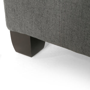 Upholstered Tufted Fabric Storage Ottoman