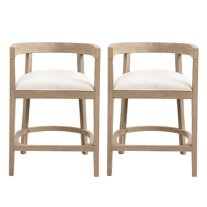 Modern Rubberwood Counter Stool Set With Upholstered Seats