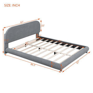 Upholstered Platform Bed With Thick Solid Frame And Stylish Curve-Shaped Design