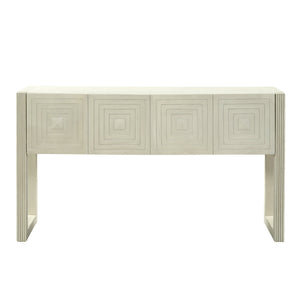Geometric Carved Console Table with 3 Soft-Close Drawers