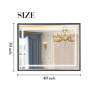 LED Bathroom Beveled Mirror, 3000 - 6000K Gradient Front And Backlit LED Mirror For Bathroom, 3 Colors Dimmable, Ip54 Enhanced Anti Fog