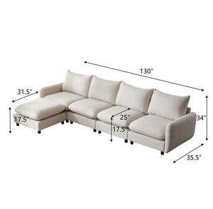 Oversize Modular Sectional Sofa With Ottoman For Living Room