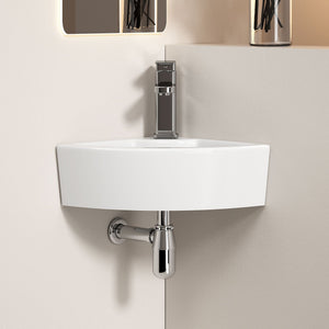 Triangle Corner Sink For Bathroom - Milk White