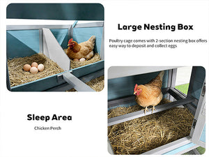 141" Large Wooden Chicken Coop with Nesting Box and Wire Fence
