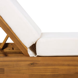 Acacia Wood Chaise Lounge with Cushion
