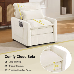 Modern Single Seat Accent Chair With Side Storage Pockets