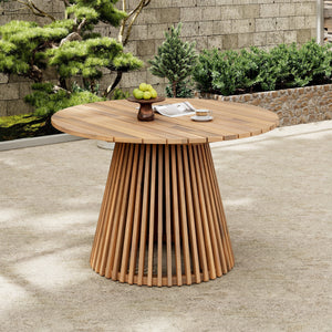 Patio Set Outdoor Acacia Wood Furniture Sets - Braided Dining Chairs and Patio Dining Table