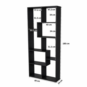 Asymmetrical Display Shelf & Bookcase, 5 Tier