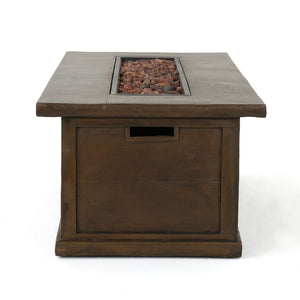 Transitional Rectangular Outdoor Propane Fire Pit With 50,000 BTU