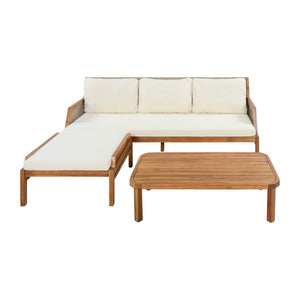 3 Piece Acacia Wood Patio Furniture Set with Coffee Table