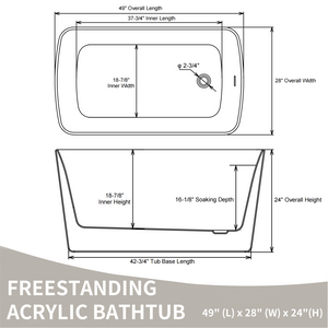 49'' Acrylic Freestanding Soaking Bathtub
