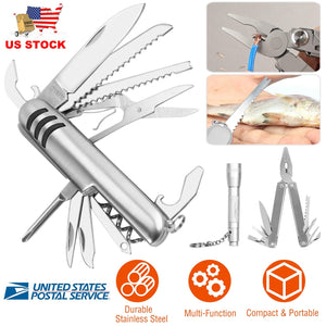 Outdoor Survival Tool Set Pocket Knife Pliers Flashlight Survival Emergency Kit for Camping Hiking Adventure Fishing Hunting