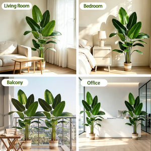 Bird of Paradise Artificial Plant - 6 Ft Tall Faux Banana Leaf Tree