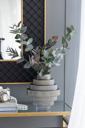 Multi-Tiered Geometric Vase with Smoked Glass Finish