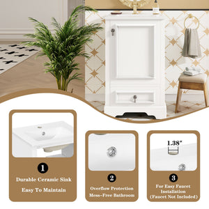 Bathroom Vanity With Sink, Soft Close Door, Adjustable U-Shaped Shelf