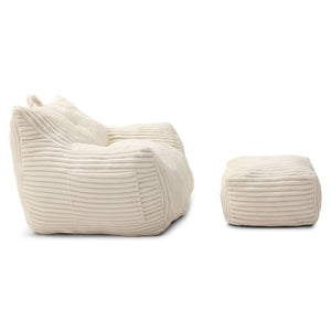 Giant Bean Bag Chair With Armrests And Footstool