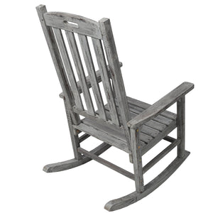 Wooden Oversized Porch Rocker Chair With Wide Seat and Tall Backrest