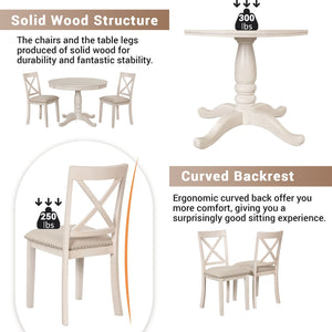 Modern Dining Table Set For 4, Round Table And 4 Kitchen Room Chairs, 5 Piece Kitchen Table Set For Dining Room, Dinette, Breakfast Nook