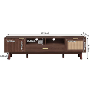TV Stand for 75" TVs with Soft-Closing Doors and Drop-Down Cabinet