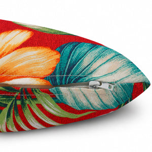 2 Pack Outdoor Lumbar Pillow Covers - Red Tropical