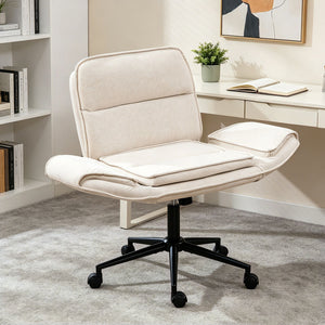 Criss Cross Swivel Desk Chair With Adjustable Armrests & Wheels For Home Office