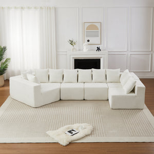 151.6-Inch Extra-Large L-Shaped Chenille Sectional Sofa