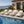 White Iron + Teak Finish Outdoor Chaise Lounge Set