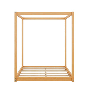 Wood Canopy Platform Bed With Support Legs And Airflow Slats