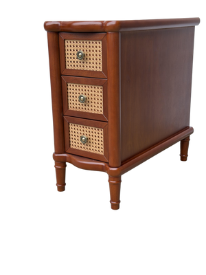 Rattan Narrow Side Table with 3 Drawers