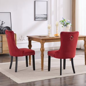 Classic Velvet Dining Chairs - Burgundy (Set of 2)