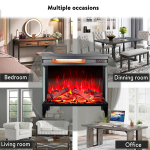 24 Inch Three-Sided Glass Electric Fireplace