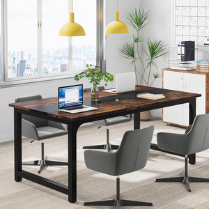 Large Computer Desk With Steel Frame for Home Office Workstation