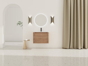 28'' Wall-Mounted Bathroom Vanity with Ceramic Sink