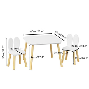 Rabbit Themed Table And 2 Chairs Set - White