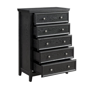Modern 5-Drawer Black Dresser for Living Room Storage