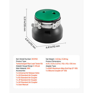 Turbo Boost Leak Tester with Aluminum End Cap and Pressure Gauge