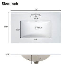 Bathroom Vanity, Modern Bathroom Cabinet With Sink Combo Set, Bathroom Storage Cabinet With A Soft Closing Door And 3 Drawers, Solid Wood Frame