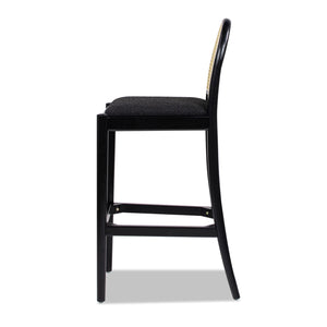 Arlin Upholstered Stool with Curved Back and Footrest - Set of 2